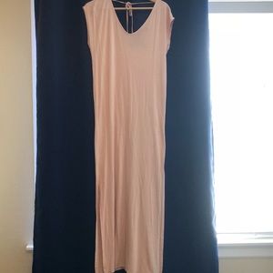 Blush Pink Maxi V-neck Dress